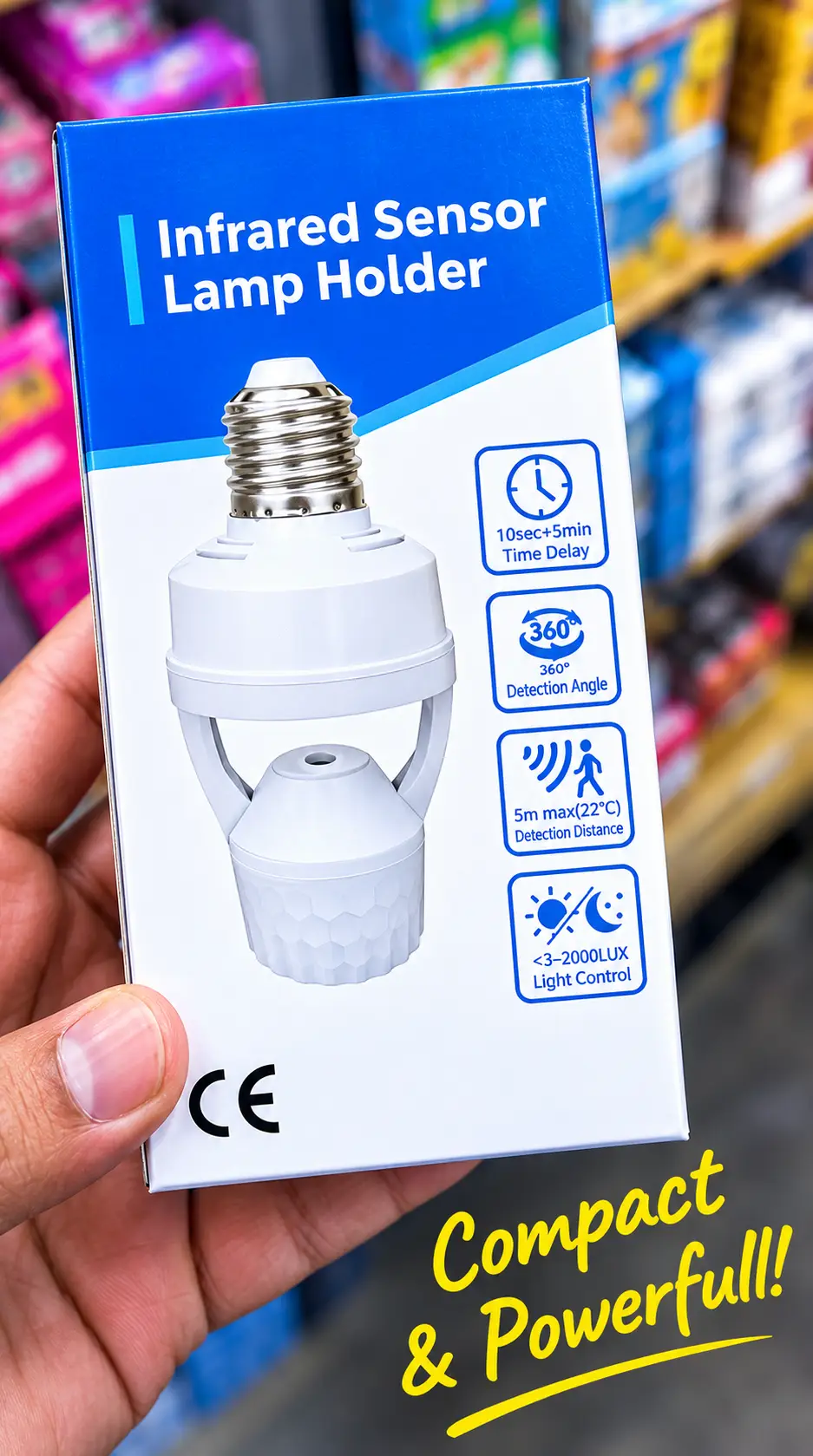 Infrared Sensor Lamp Holder – E27 Motion Sensor Light Holder, 360° Detection, Auto ON/OFF, Energy Saving