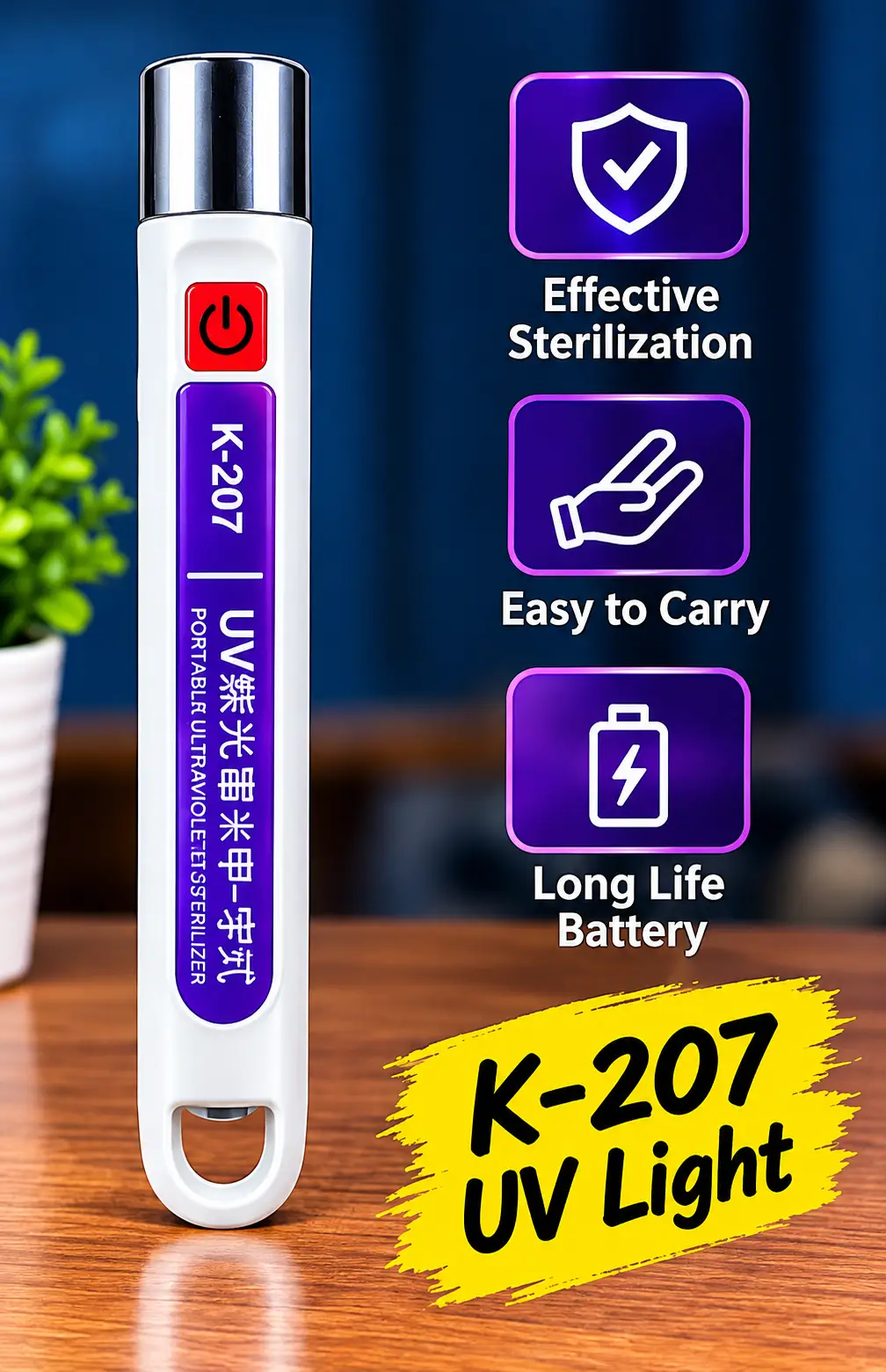 K-207 UV Glue Curing Light 365/405nm – Portable UV Light for Glass Repair, Jewelry, Electronics, Plastic & Acrylic Bonding
