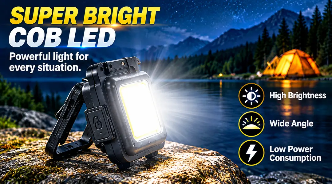 COB Rechargeable Keychain Light – Super Bright Mini LED Flashlight, Portable Pocket Light with Carabiner Clip, USB Rechargeable Emergency Light for Camping, Car, Home & Outdoor