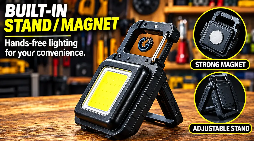COB Rechargeable Keychain Light – Super Bright Mini LED Flashlight, Portable Pocket Light with Carabiner Clip, USB Rechargeable Emergency Light for Camping, Car, Home & Outdoor
