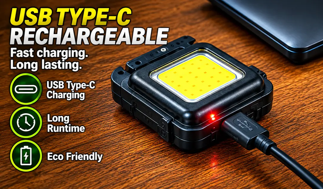 COB Rechargeable Keychain Light – Super Bright Mini LED Flashlight, Portable Pocket Light with Carabiner Clip, USB Rechargeable Emergency Light for Camping, Car, Home & Outdoor