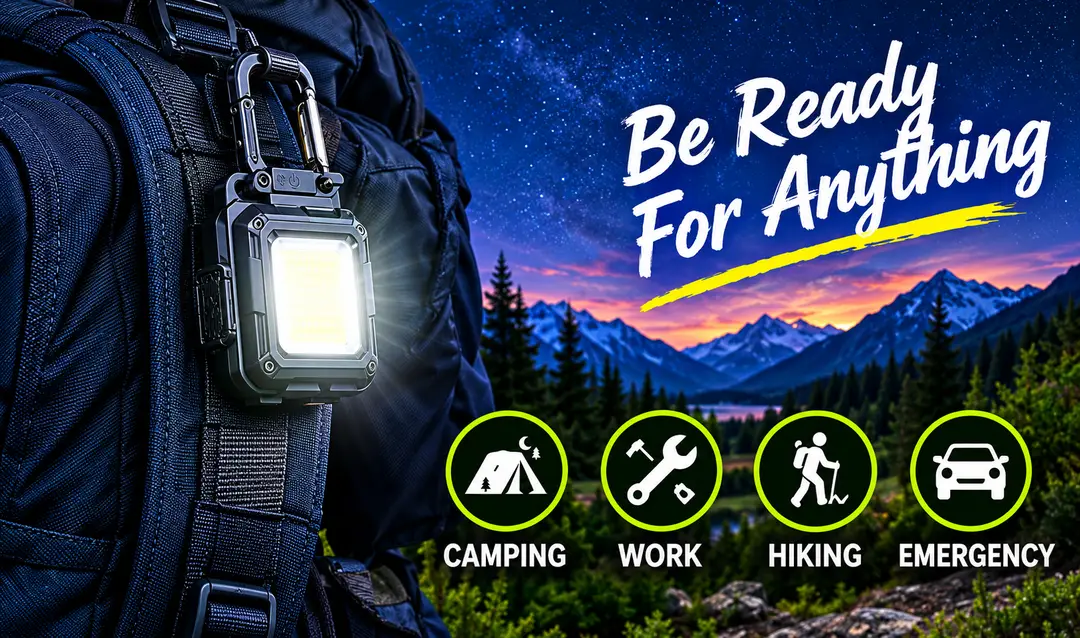 COB Rechargeable Keychain Light – Super Bright Mini LED Flashlight, Portable Pocket Light with Carabiner Clip, USB Rechargeable Emergency Light for Camping, Car, Home & Outdoor