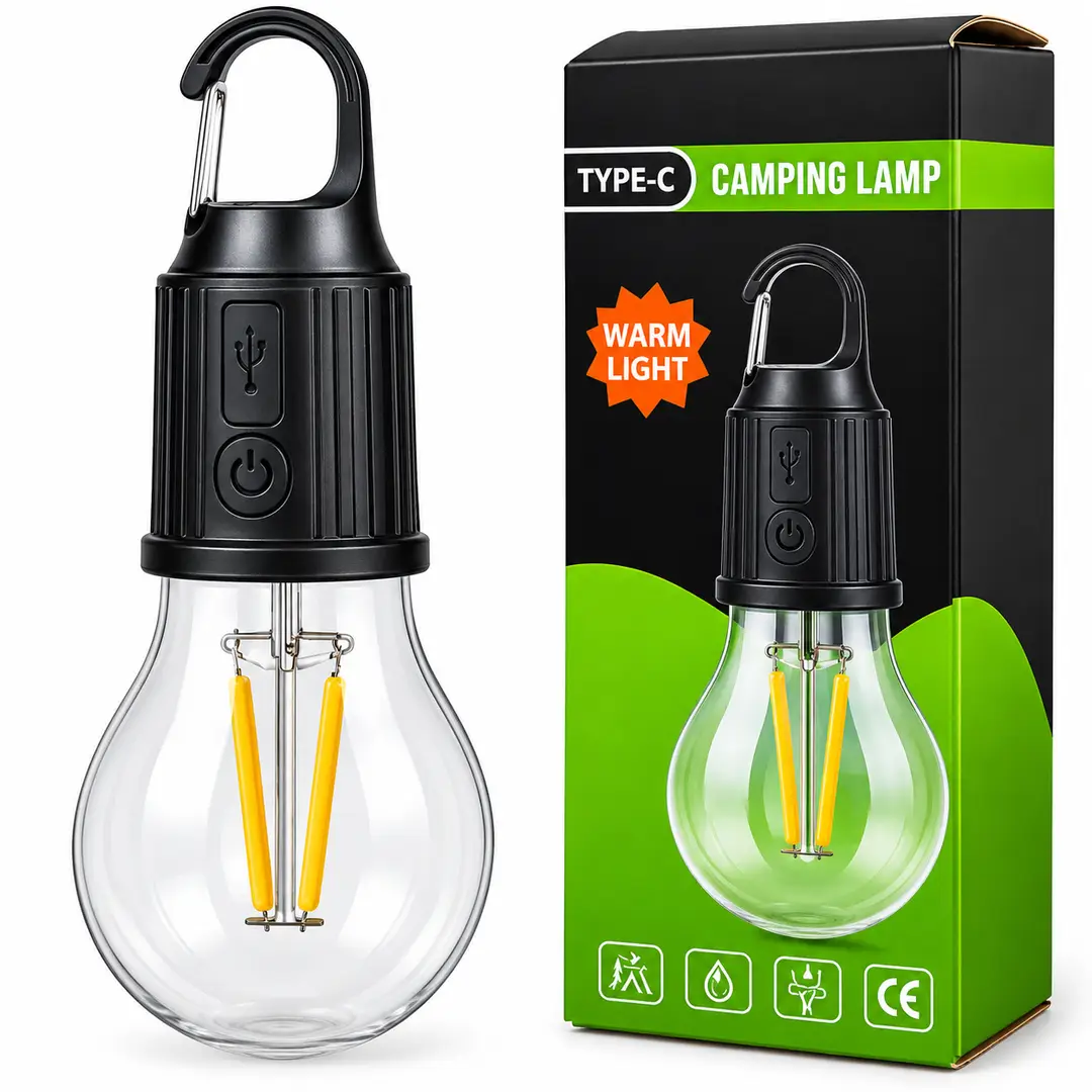 Rechargeable LED Camping Light Bulb with Hanging Hook