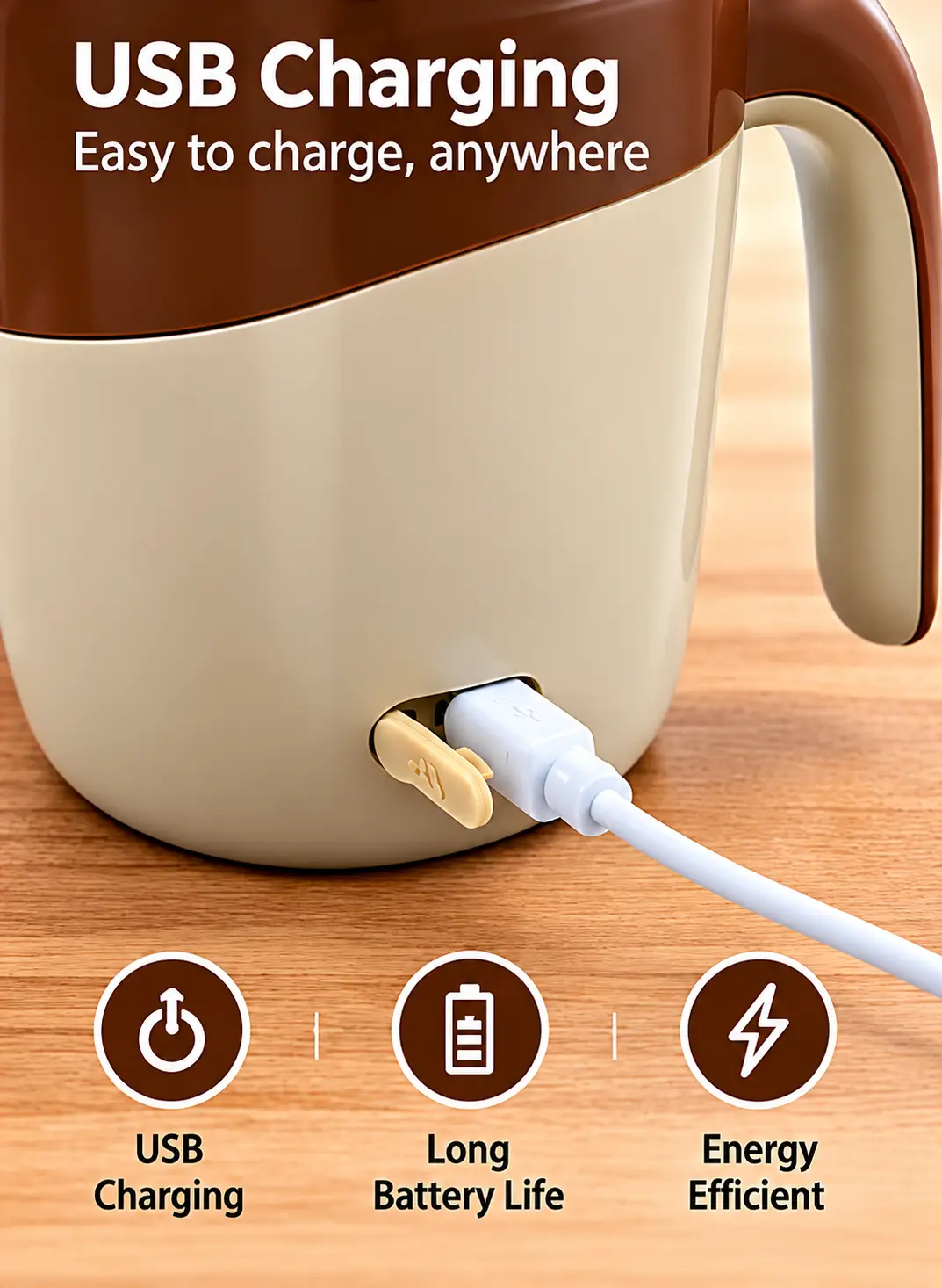 Smart Self Heating Coffee Mug with USB Charging, Portable Electric Coffee Cup, Travel Coffee Mug with Lid for Home, Office & Car