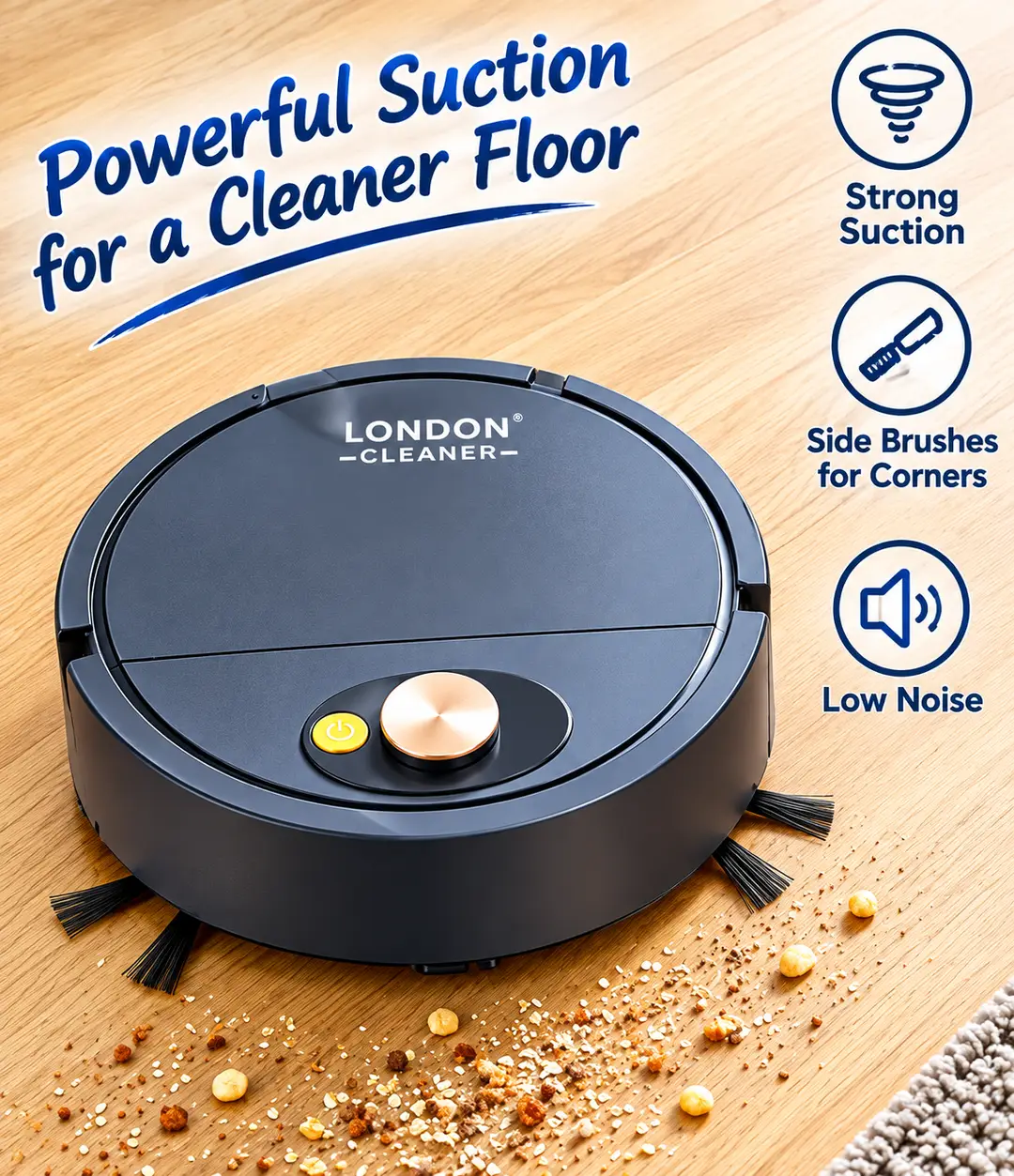 Automatic Sweeping Robot Vacuum Cleaner – Smart Floor Cleaning Robot with Powerful Suction, Low Noise & Long Battery Life