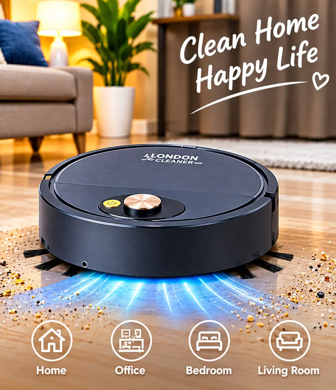 Automatic Sweeping Robot Vacuum Cleaner – Smart Floor Cleaning Robot with Powerful Suction, Low Noise & Long Battery Life