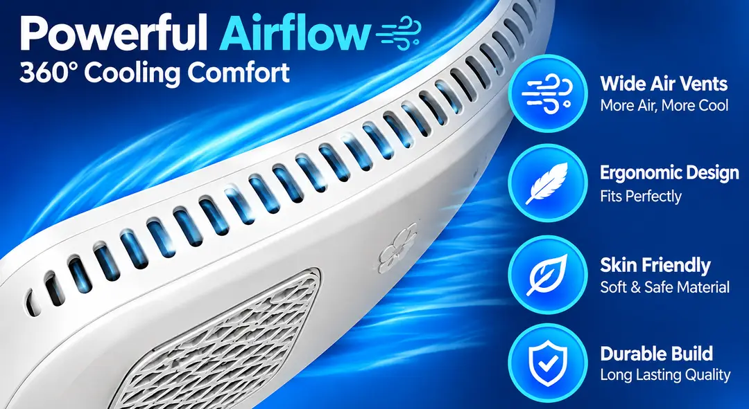 Arctic Air Freedom Wearable Personal Neck Air Cooler – 3 Speed Rechargeable Hands-Free Portable Mini Fan for Outdoor, Travel, Home & Office