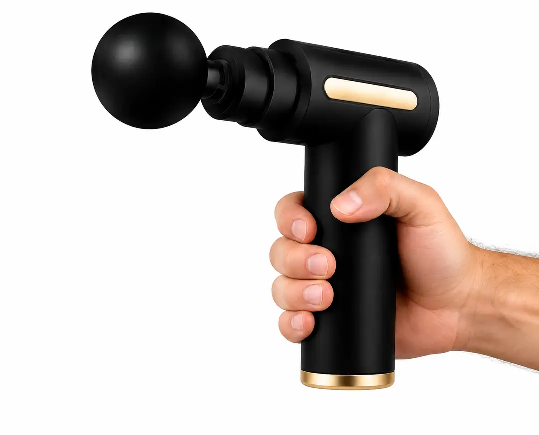 Bluedea BLD-720 Deep Tissue Massage Gun | 6 Speed Levels | 4 Massage Heads | Rechargeable Portable Muscle Massager | Low Noise | Black & Gold
