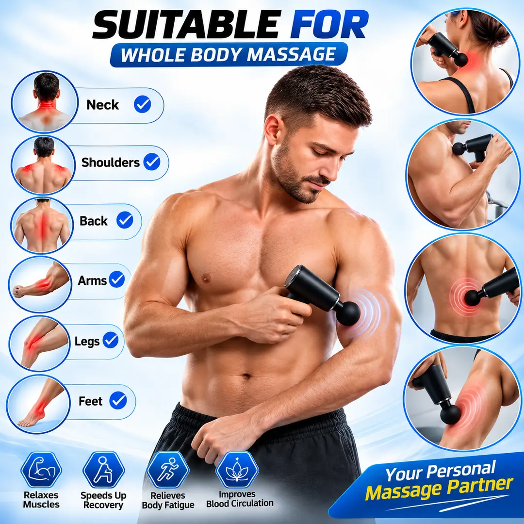 Blueidea Mini Facial Gun Deep Muscle Massage Gun BLD-668 | Portable Rechargeable Muscle Massager with 4 Massage Heads