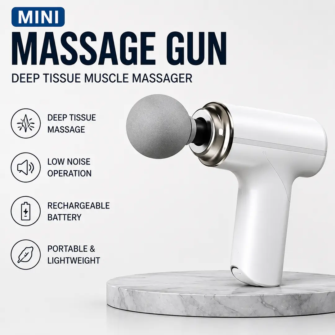 Mini Massage Gun Deep Tissue Muscle Massager | Portable Handheld Percussion Massager | Rechargeable