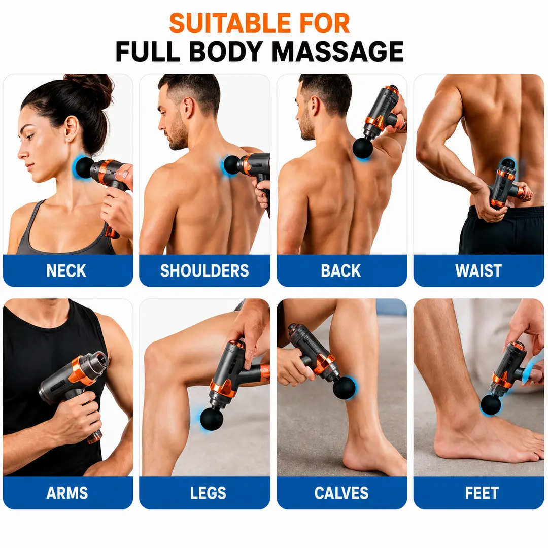 Smart Fascia Massage Gun JY-760 | Deep Tissue Muscle Massager | 6 Speed Levels | 4 Massage Heads | USB Rechargeable