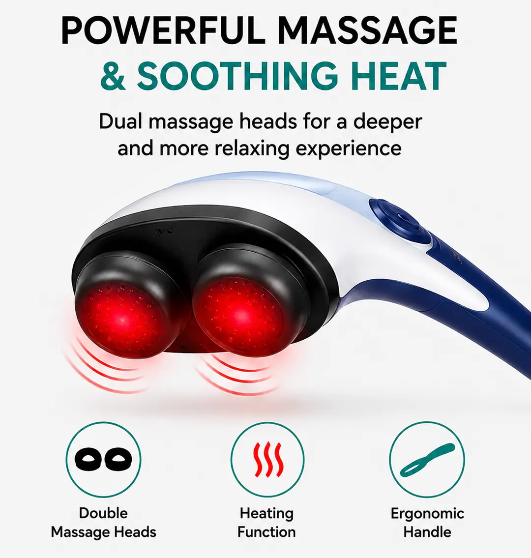 Solax Double Heads Heating Massager | Electric Deep Tissue Neck, Shoulder & Body Massager with 2 Massage Heads