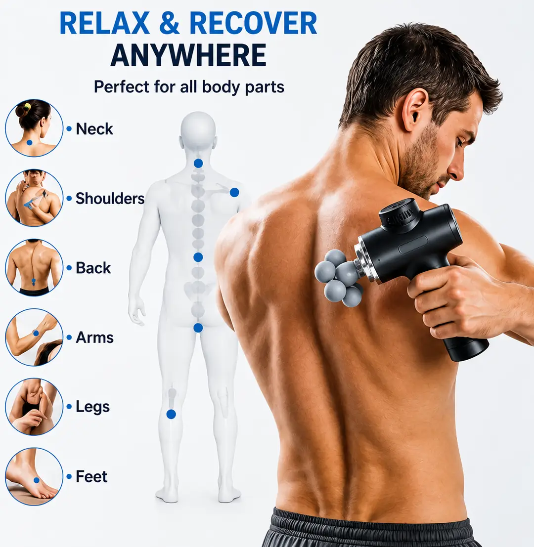 Blueidea Fascia Gun BLD-780 Rechargeable Deep Tissue Massage Gun with 9 Massage Heads & 6 Speed Levels