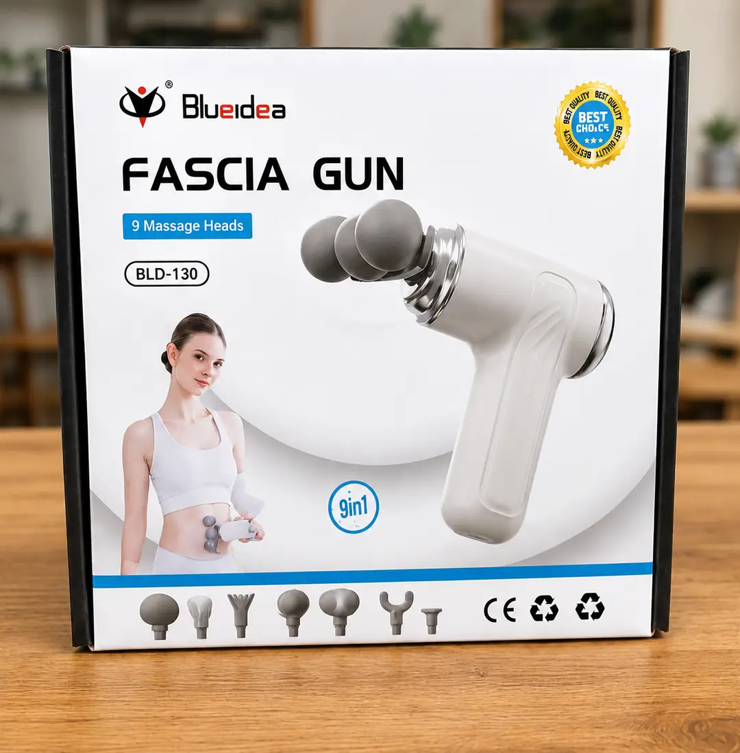 Blueidea BLD-130 Fascia Massage Gun | 9 Massage Heads | 5 Speed Levels | Rechargeable Deep Tissue Massager