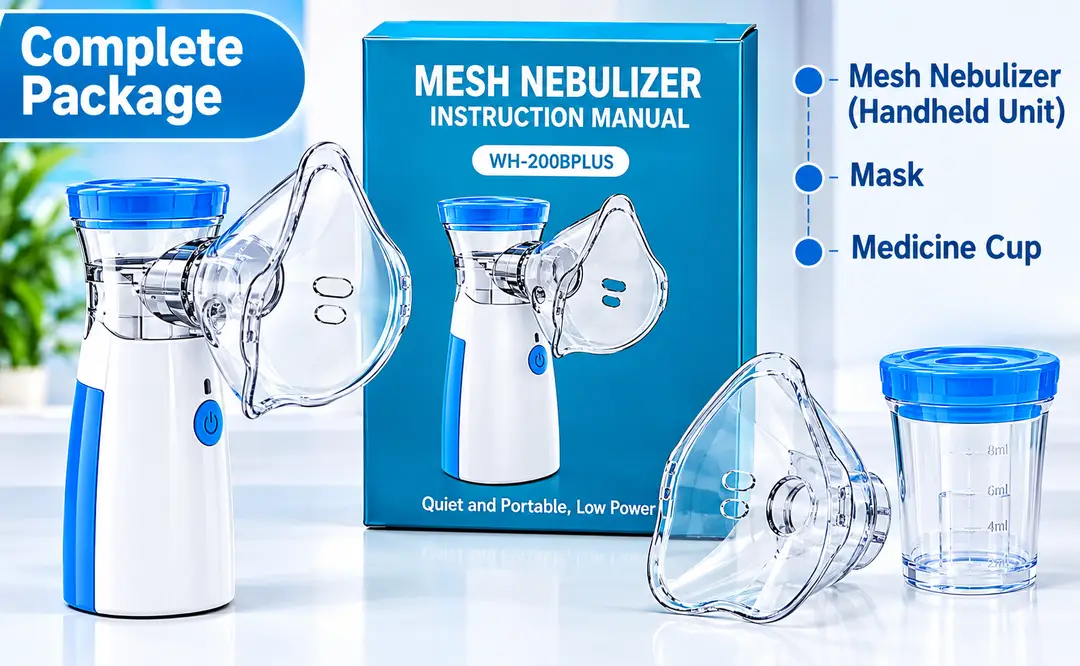 HH-W302PLUS Mesh Nebulizer – Portable Handheld Nebulizer Machine, Quiet Operation, Fine Mist Technology, Easy One-Button Use
