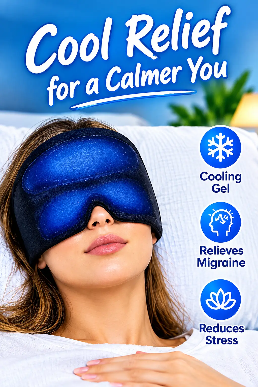 Headache & Migraine Relief Cooling Gel Hat – Reusable Cold Therapy Cap for Head, Forehead & Eye Area | Comfortable Ice Gel Head Wrap for Relaxation & Cooling