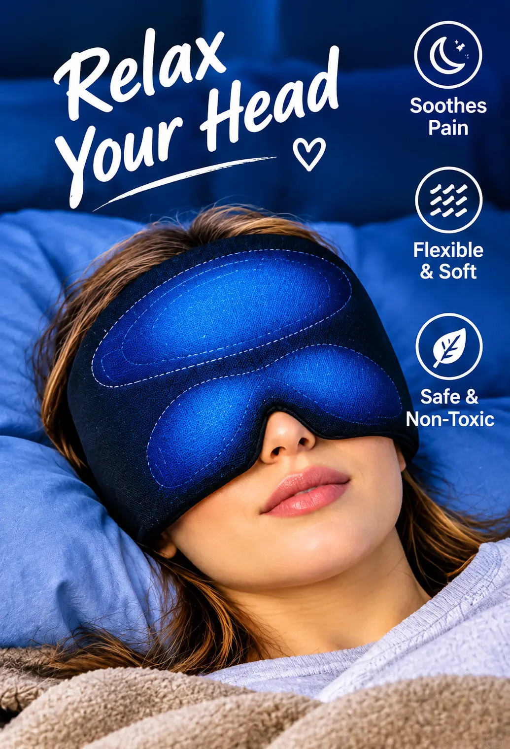 Headache & Migraine Relief Cooling Gel Hat – Reusable Cold Therapy Cap for Head, Forehead & Eye Area | Comfortable Ice Gel Head Wrap for Relaxation & Cooling