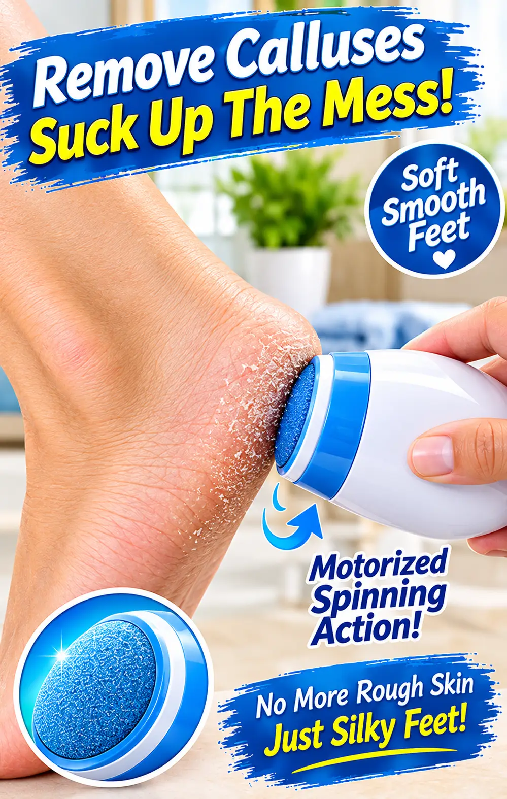Electric Foot Callus Remover with Vacuum Dust Collection, LED Light, 2-Speed Rechargeable Pedicure & Dead Skin Remover