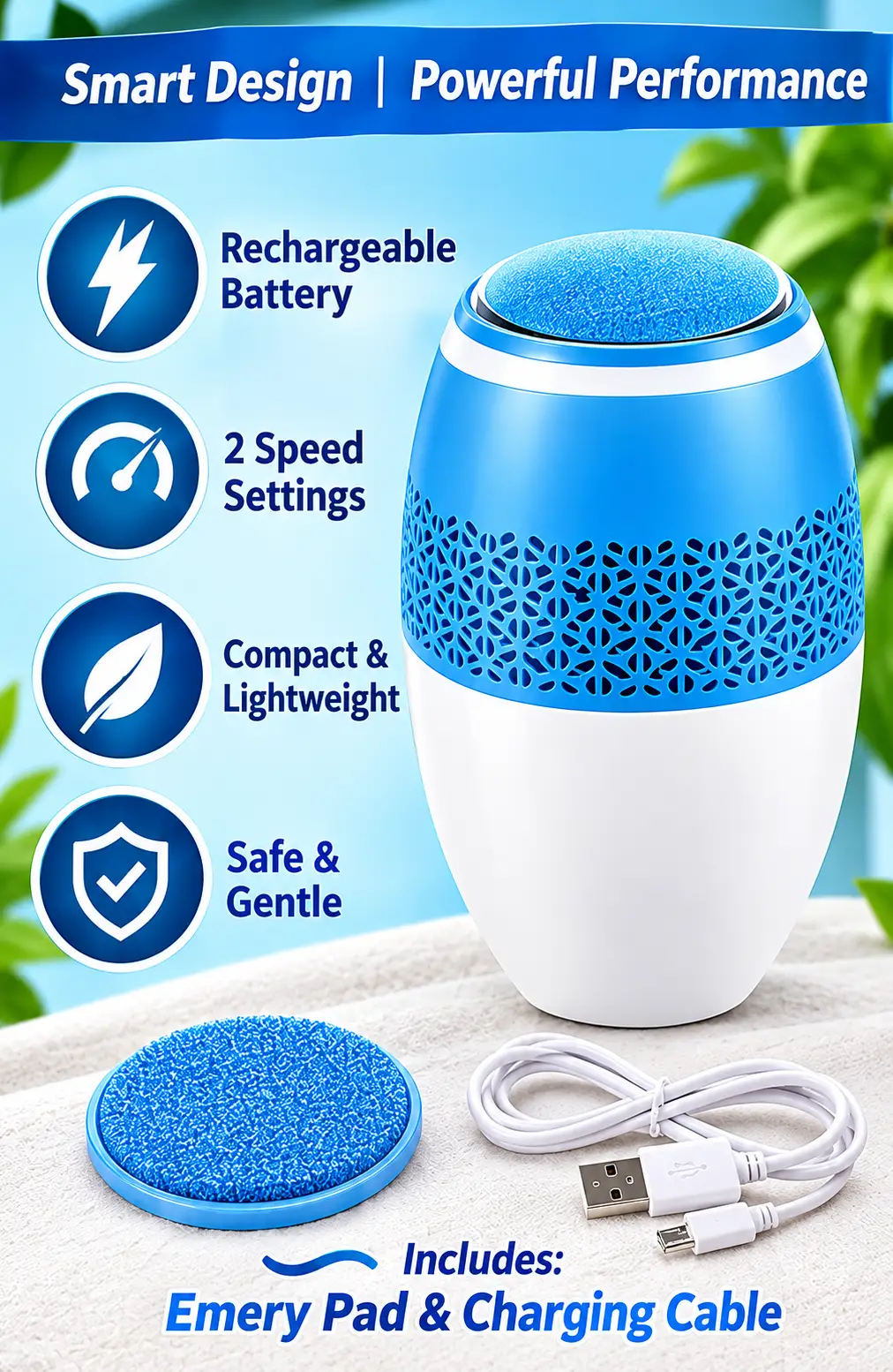 Electric Foot Callus Remover with Vacuum Dust Collection, LED Light, 2-Speed Rechargeable Pedicure & Dead Skin Remover