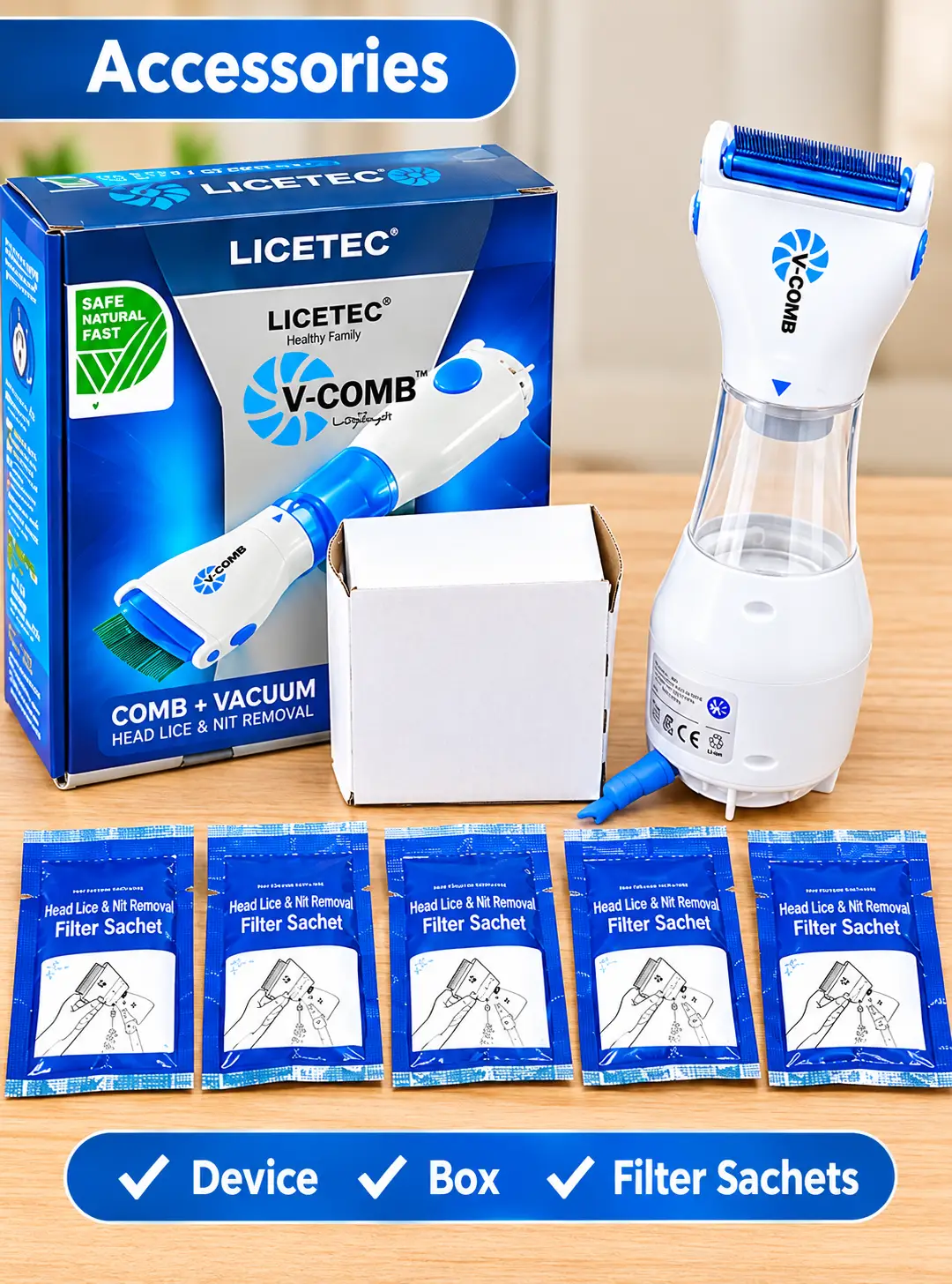 LICETEC V-COMB Electric Head Lice & Nit Removal Comb