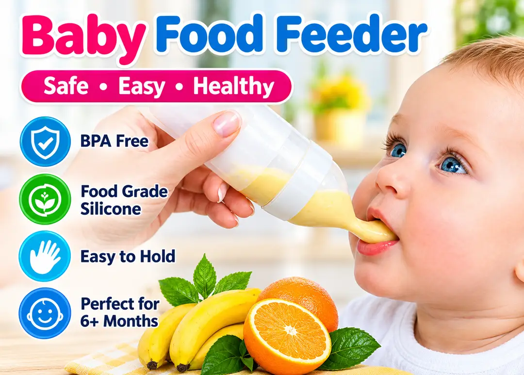 Baby Food Feeder Bottle with Soft Spoon – Easy & Mess-Free Baby Feeding Bottle