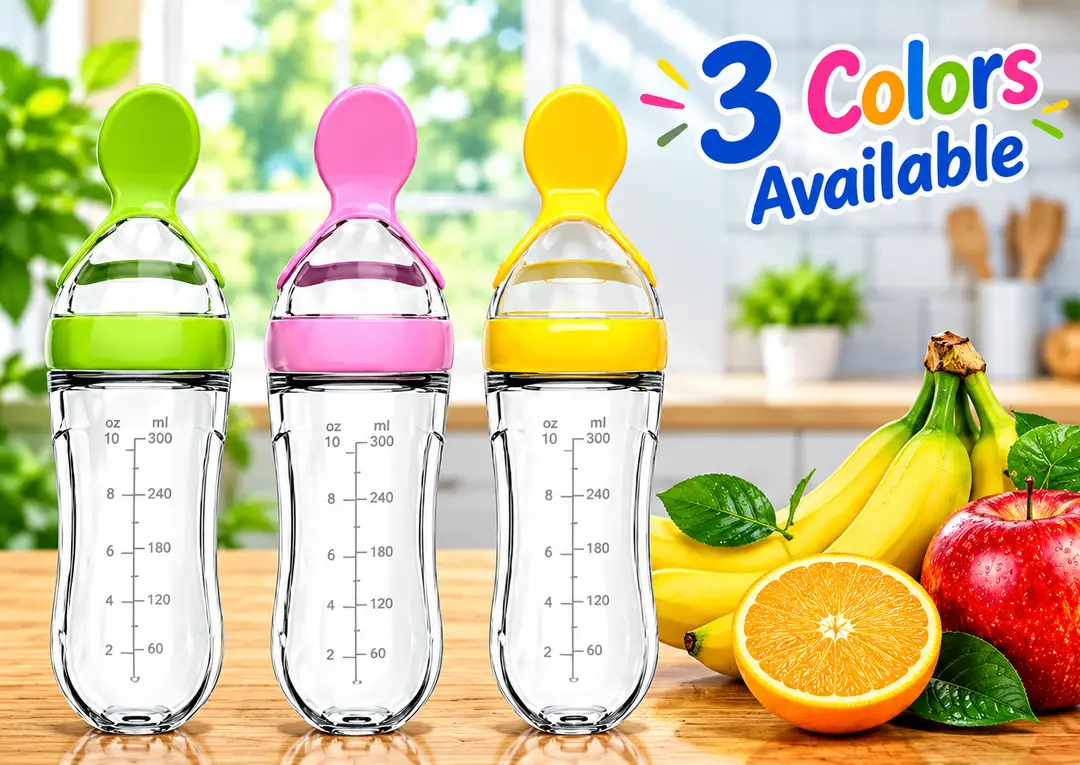 Baby Food Feeder Bottle with Soft Spoon – Easy & Mess-Free Baby Feeding Bottle