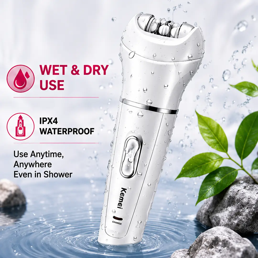 KEMEI KM-2199 5-in-1 Rechargeable Waterproof Beauty Epilator & Hair Removal Kit for Women