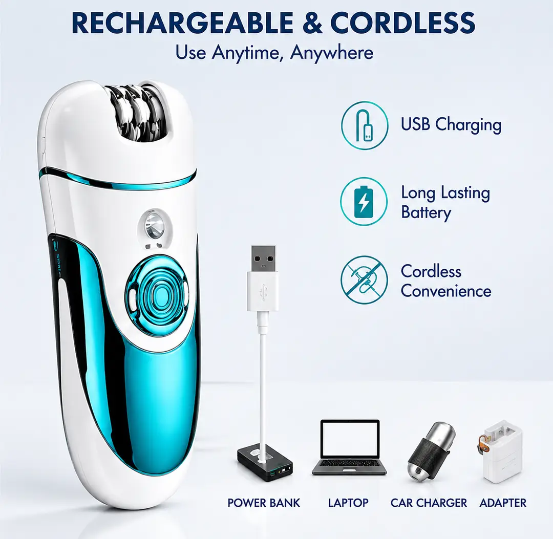DALING DL-6018 4-in-1 Rechargeable Lady’s Grooming Kit – Electric Hair Remover, Multi-Function Personal Care Trimmer for Women