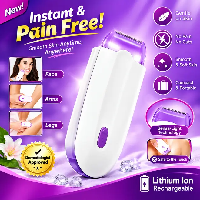 Rechargeable Electric Hair Remover for Women – Pain Free Facial & Body Hair Removal Device with Sensa-Light Technology