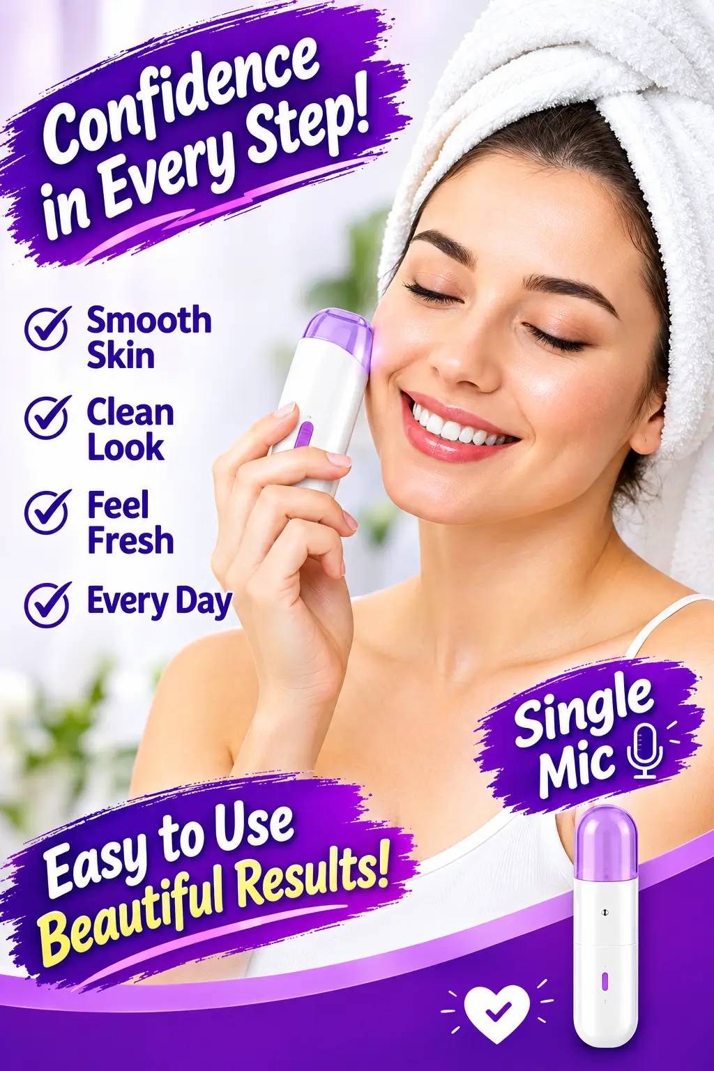 Rechargeable Electric Hair Remover for Women – Pain Free Facial & Body Hair Removal Device with Sensa-Light Technology