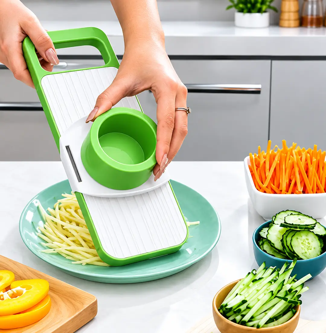 Multifunction Vegetable Slicer & Mandoline Cutter | 4-in-1 Quick Vegetable Chopper for Cucumber, Carrot, Potato & Onion