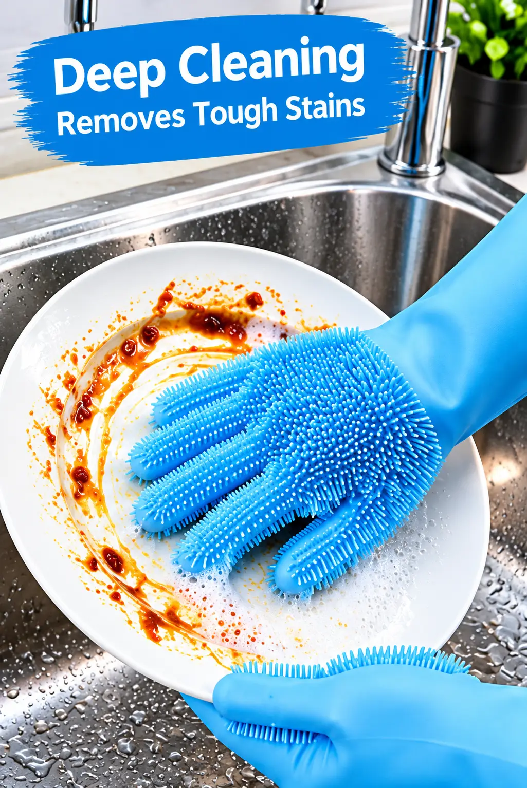 Silicone Scrub Gloves for Kitchen Cleaning – Reusable Waterproof Dishwashing Gloves with Powerful Silicone Bristles, Multipurpose Cleaning Gloves for Dishes