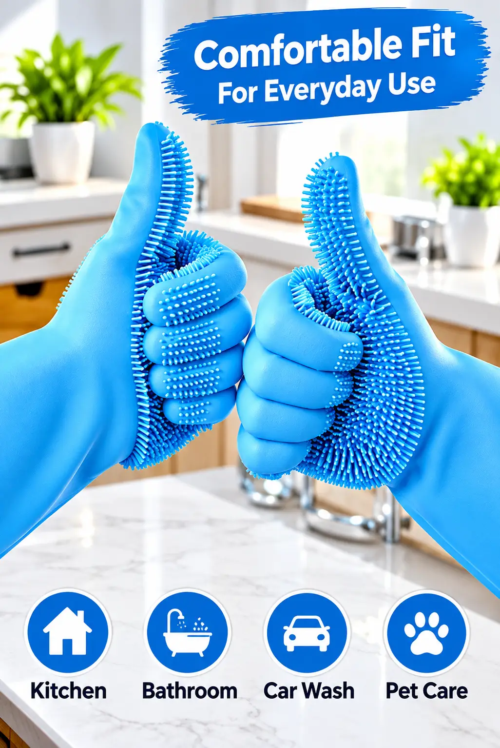 Silicone Scrub Gloves for Kitchen Cleaning – Reusable Waterproof Dishwashing Gloves with Powerful Silicone Bristles, Multipurpose Cleaning Gloves for Dishes