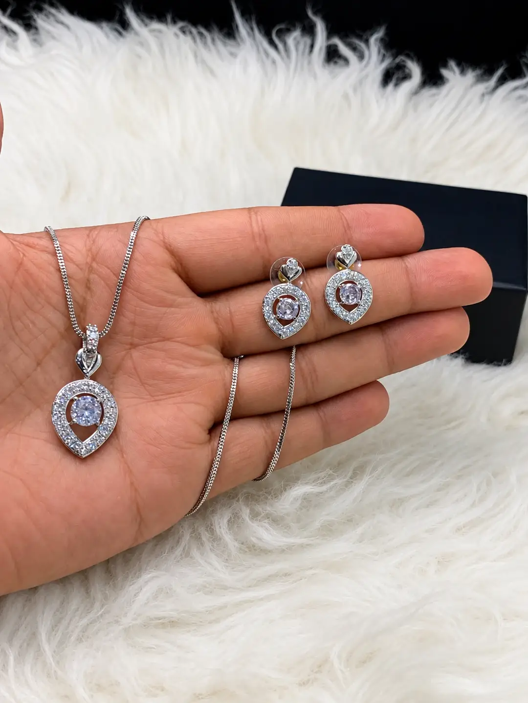 Heartbeat Design Silver Plated Crystal Locket