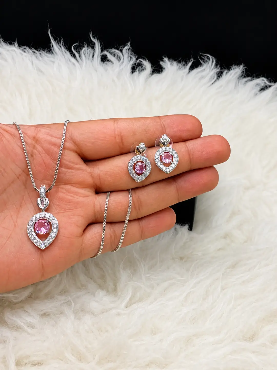 Heartbeat Design Silver Plated Crystal Locket