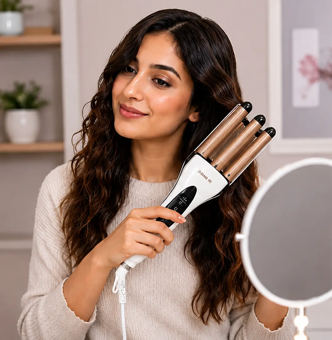 RIWA Ceramic Hair Straightener for Women | Fast Heating Hair Styling Iron | Professional Hair Straightening Tool | Gold