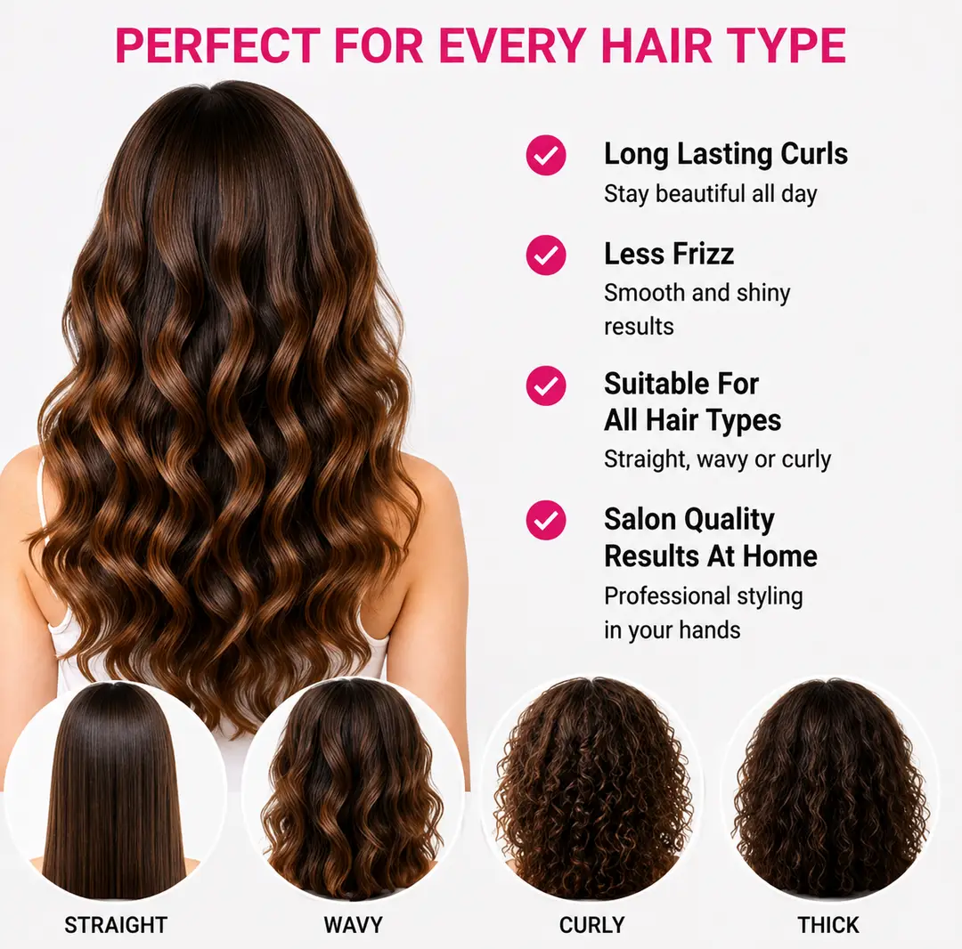 RIWA RB-8307 Double Barrel Hair Curler & Hair Waver – Ceramic Curling Iron, Fast Heating,