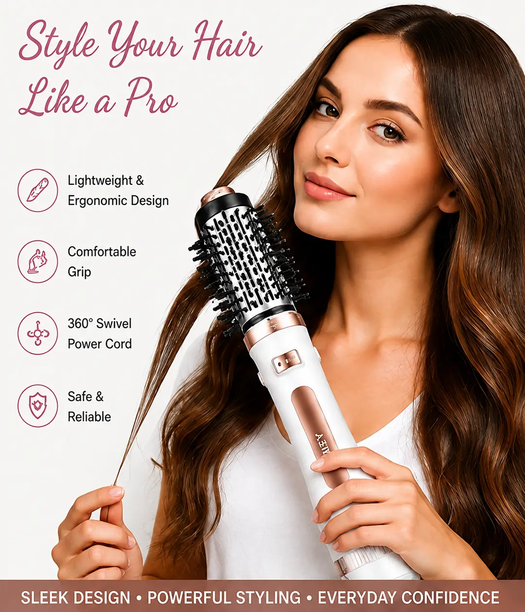 6-in-1 Hot Air Brush Hair Dryer & Styler – Multi-Functional Hair Volumizer, Smoothing & Styling Brush