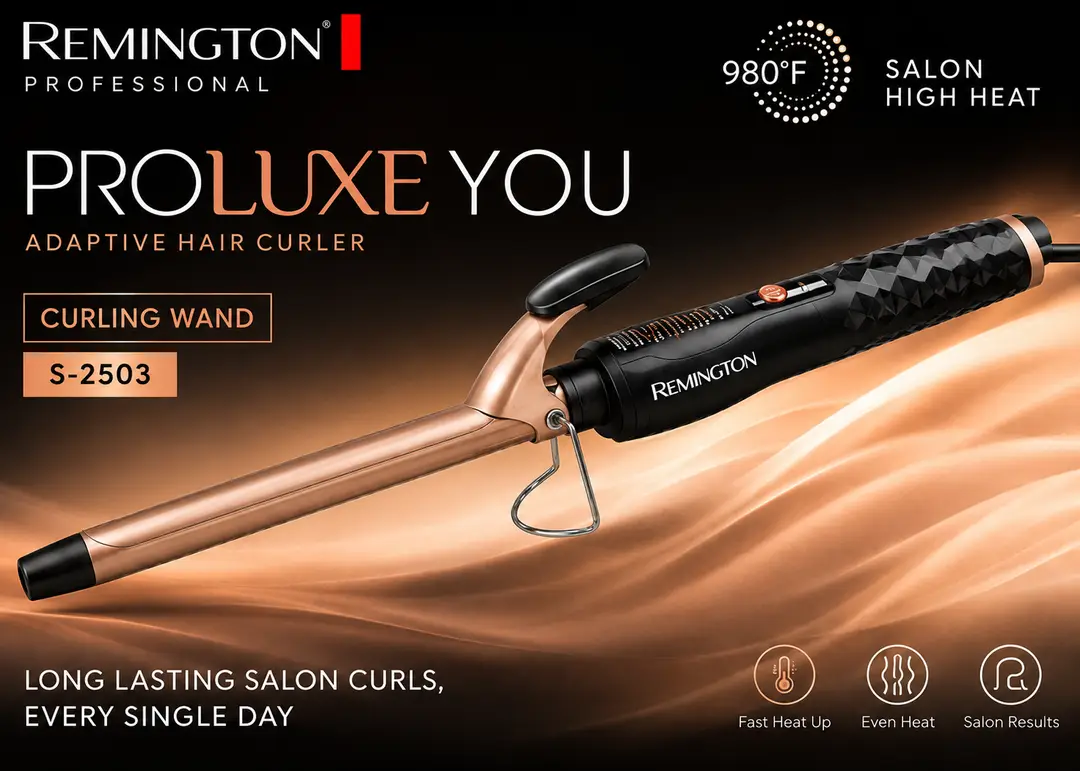 Professional Hair Curling Wand S-2503 – 980°F High Heat Hair Curler for Salon & Home Styling