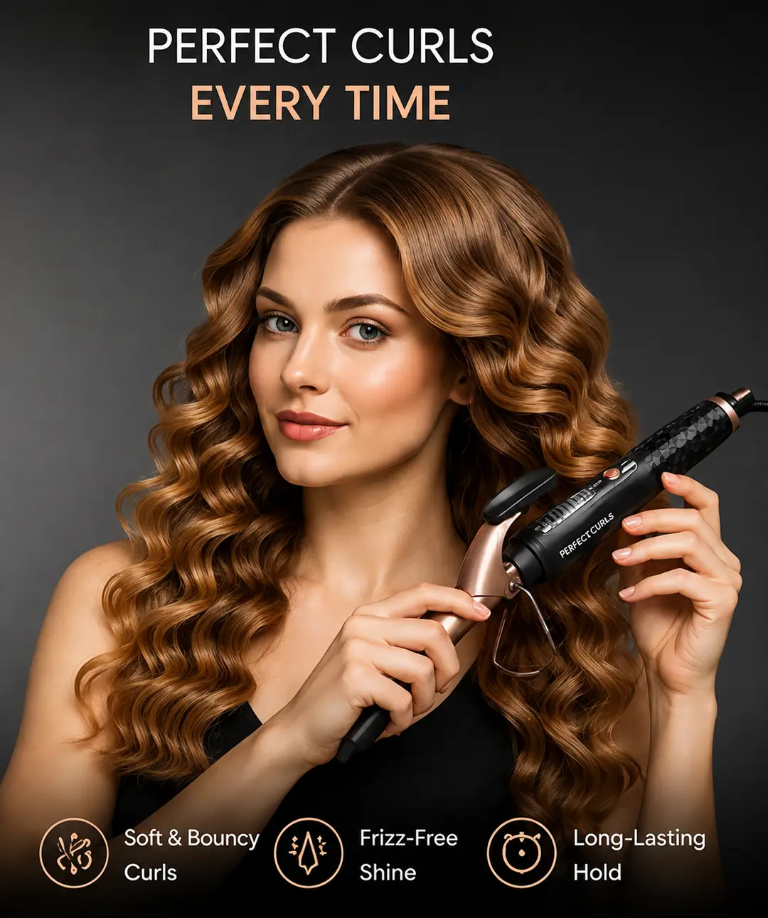 Professional Hair Curling Wand S-2503 – 980°F High Heat Hair Curler for Salon & Home Styling