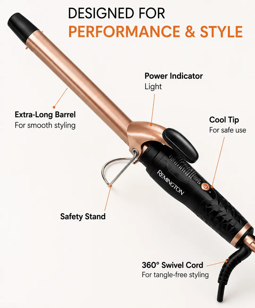 Professional Hair Curling Wand S-2503 – 980°F High Heat Hair Curler for Salon & Home Styling