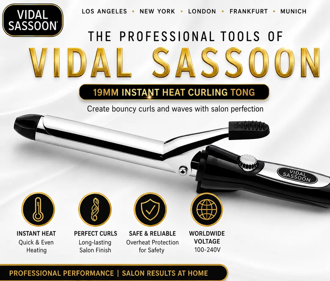 Professional Instant Heat Curling Tong – Hair Styling Curler | 19mm