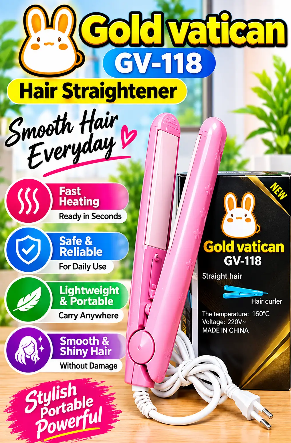 Hair Straightner  | Portable Hair Straightener for Women