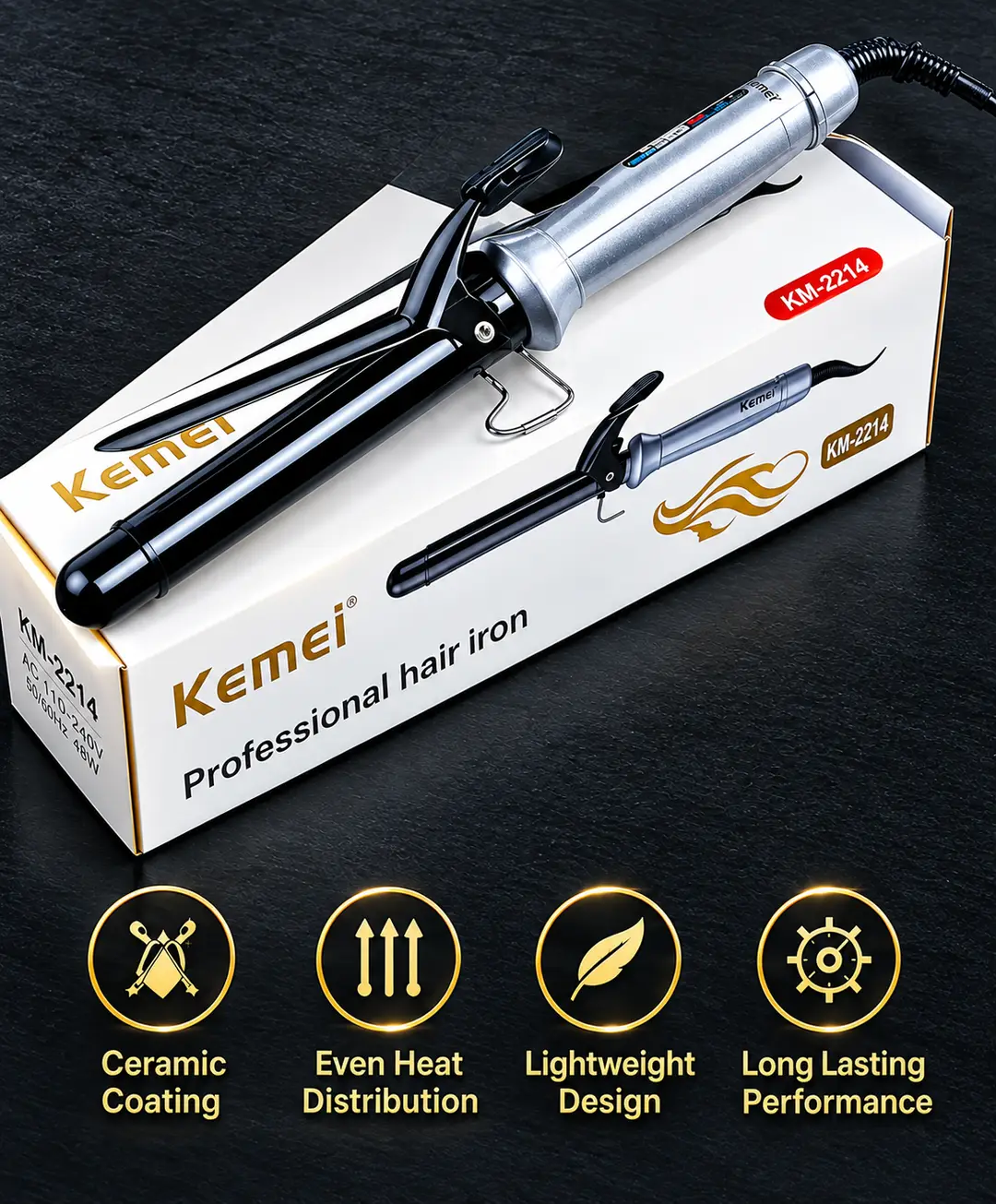 Kemei KM-3024 Professional Hair Iron | Hair Curler