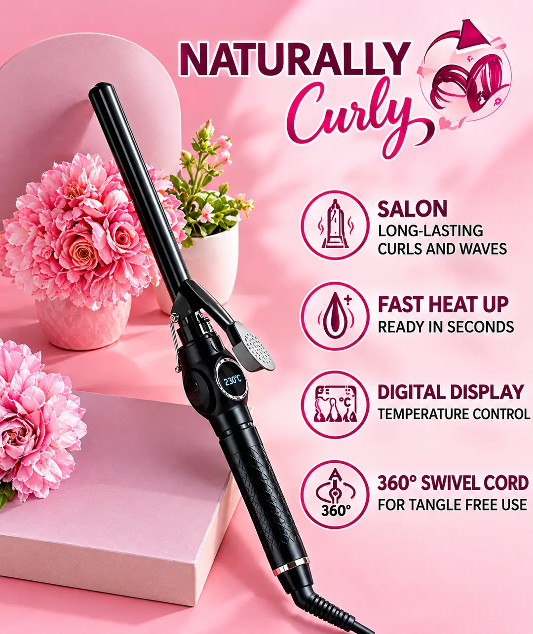 RE-5033 Naturally Curly Hair Curling Wand
