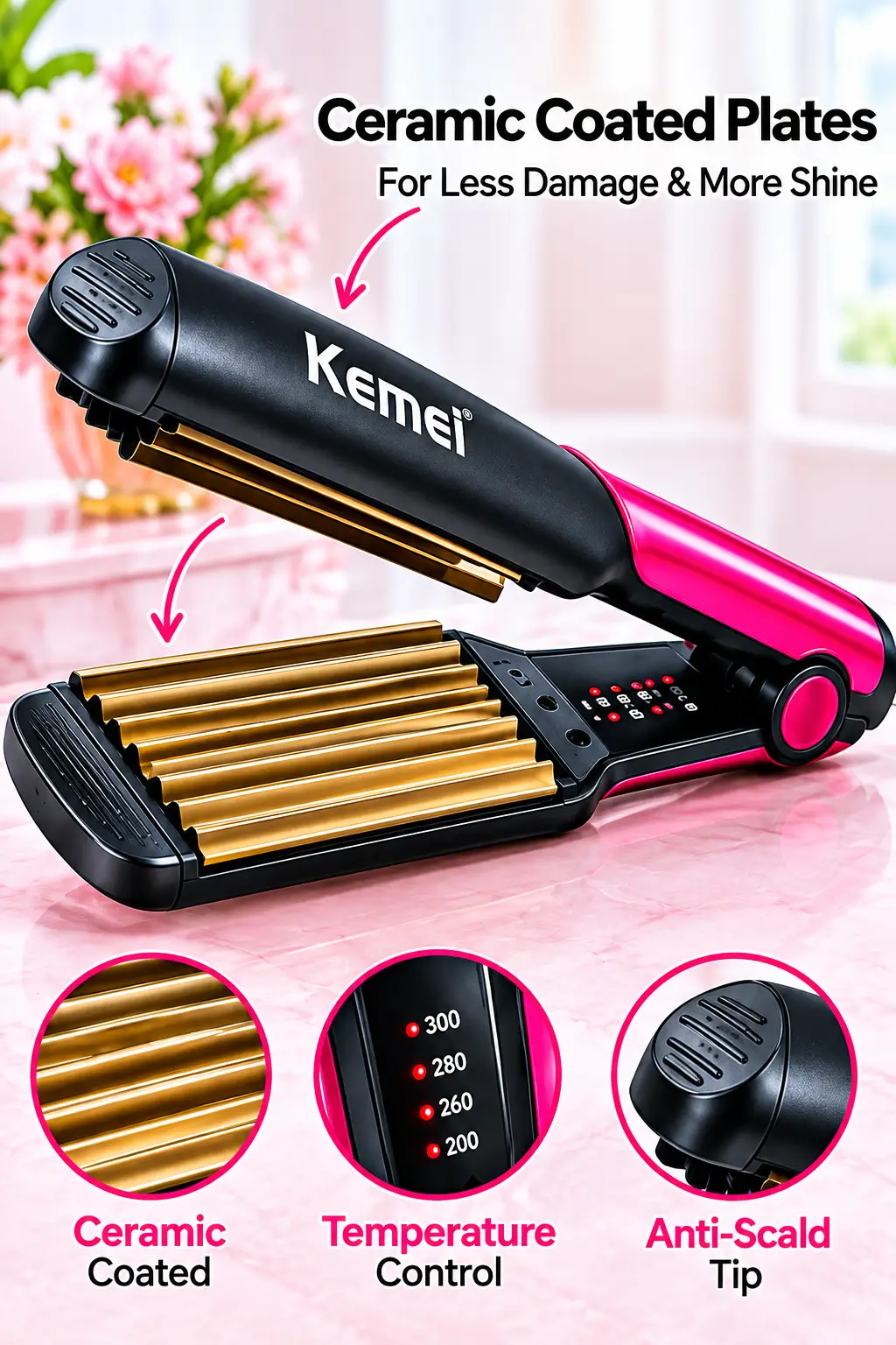 Kemei KM-533 Professional Hair Crimper & Waver
