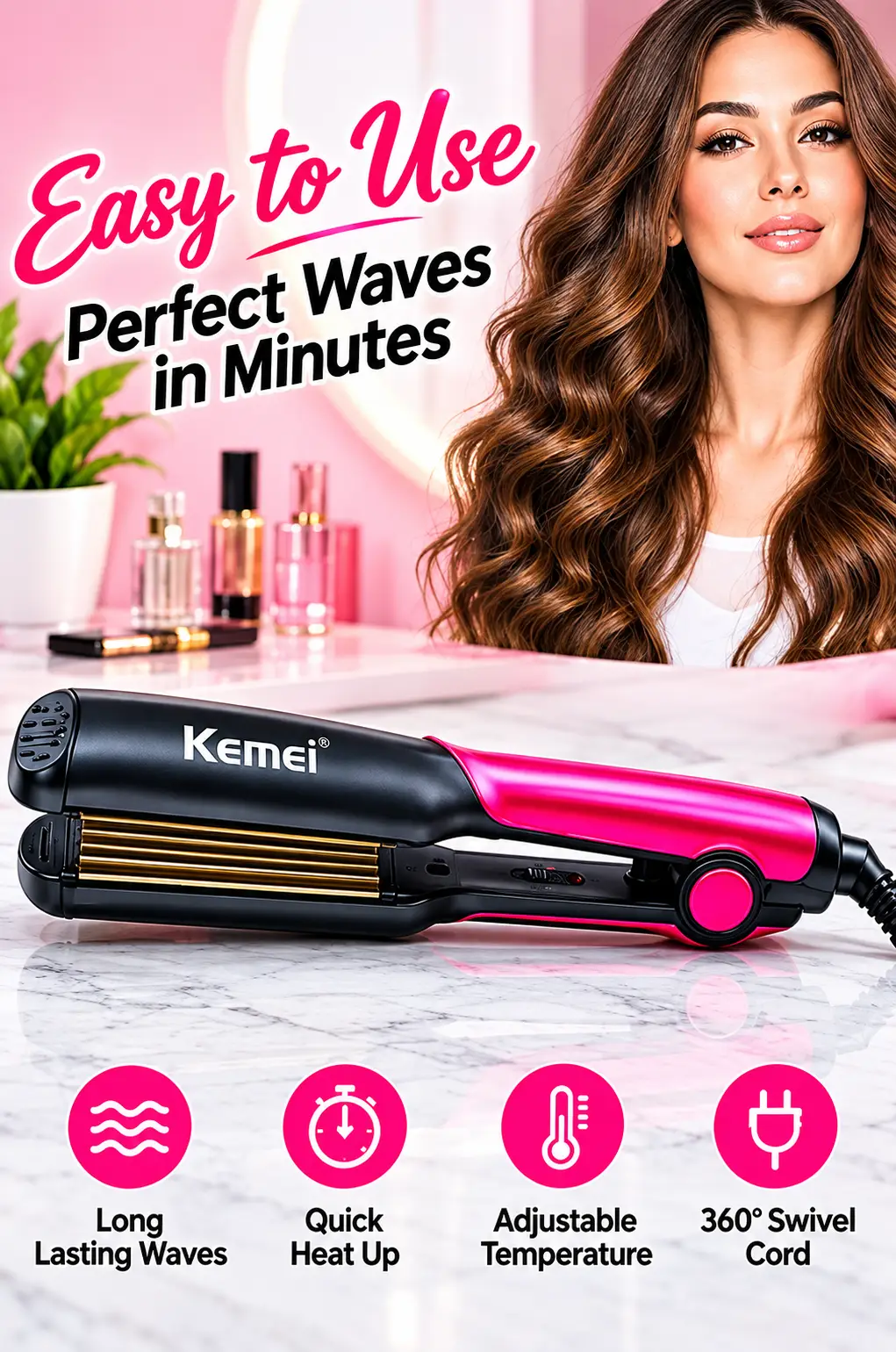 Kemei KM-533 Professional Hair Crimper & Waver