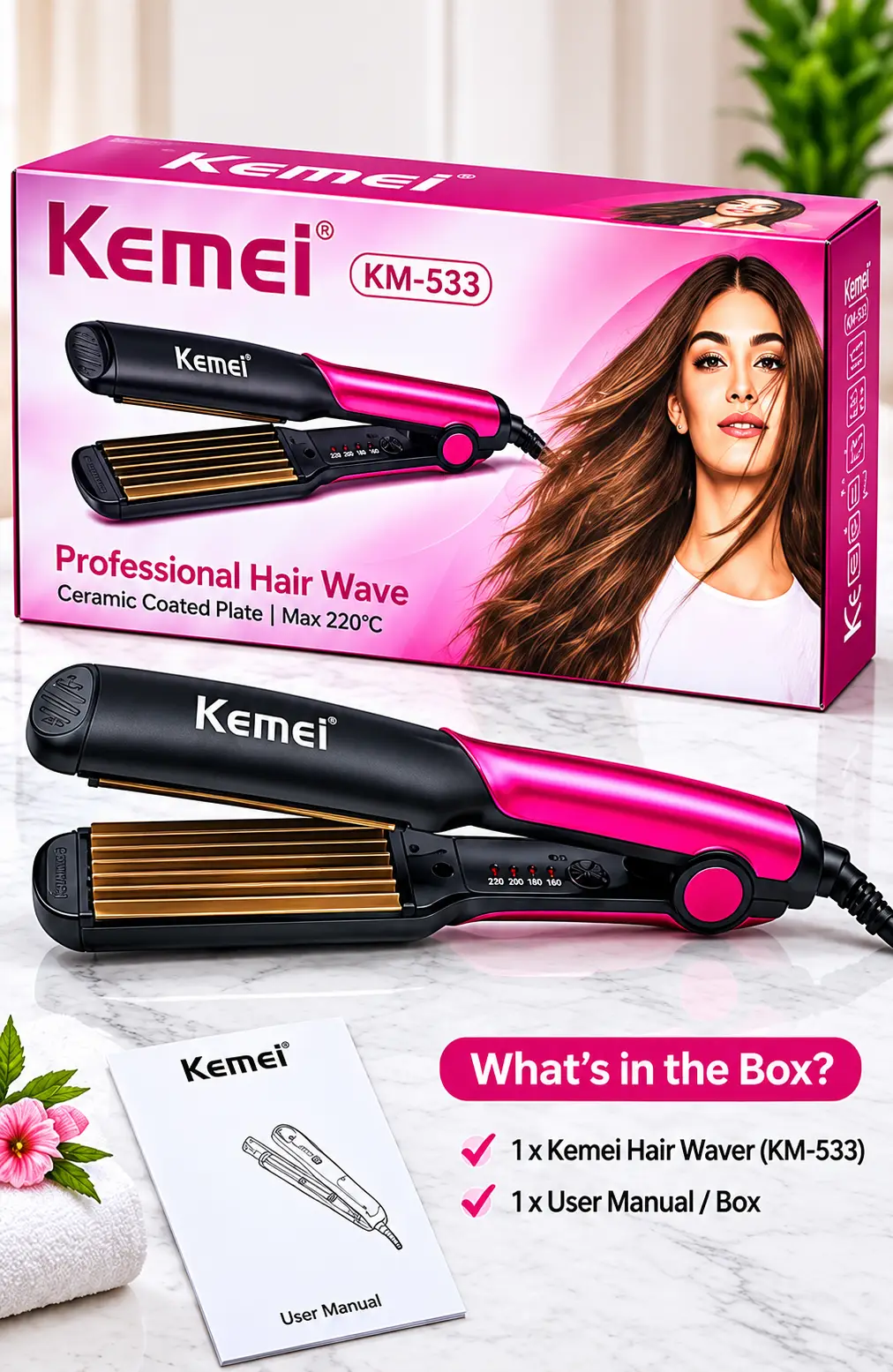 Kemei KM-533 Professional Hair Crimper & Waver