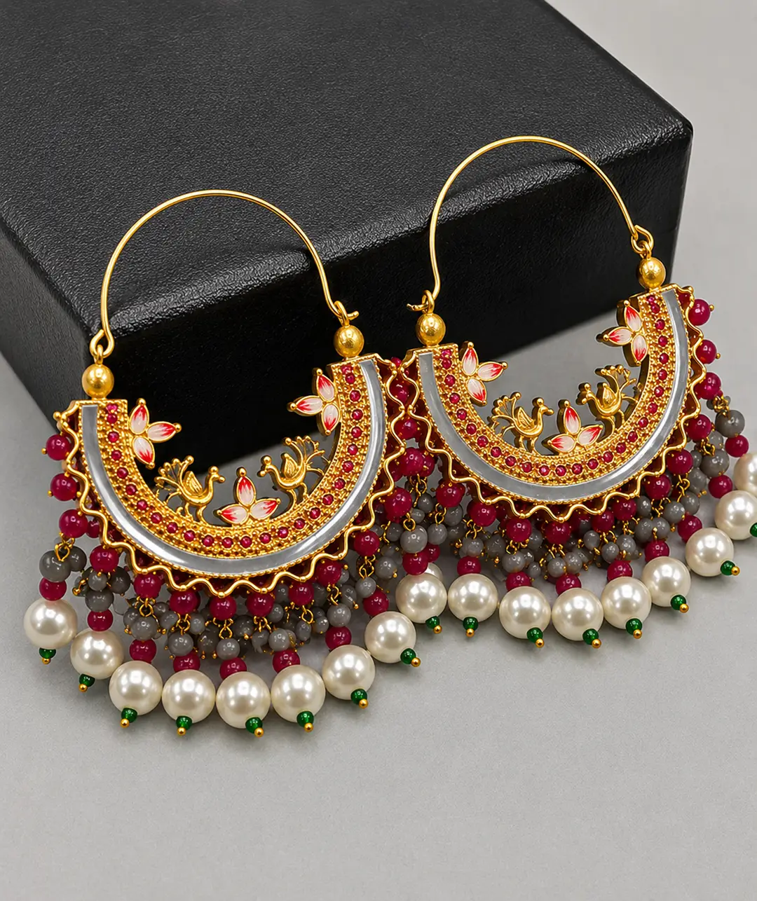 Calligraphy Design Gold Plated Artificial Stones Earrings