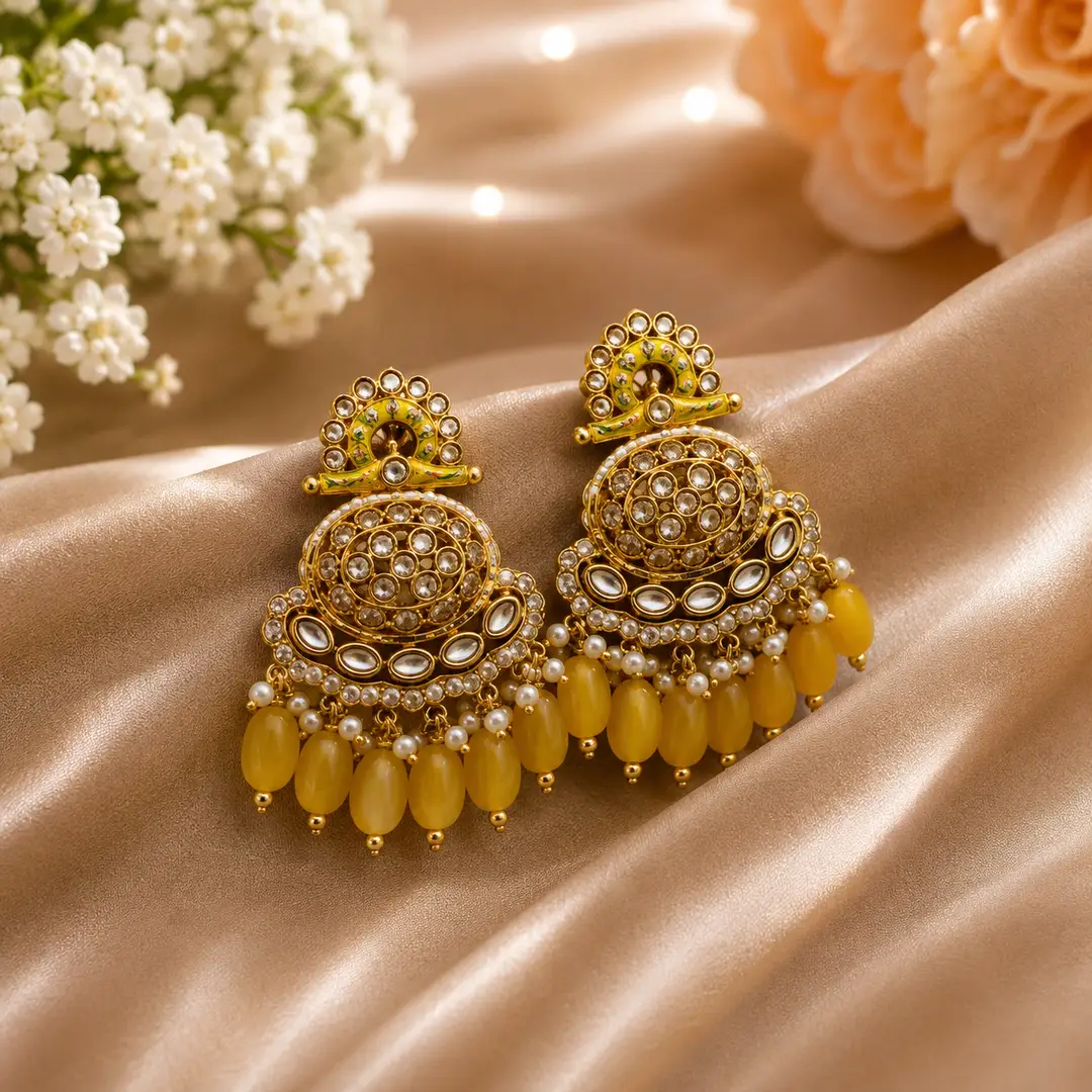 Flash Design Gold Plated Artificial Stones Earrings